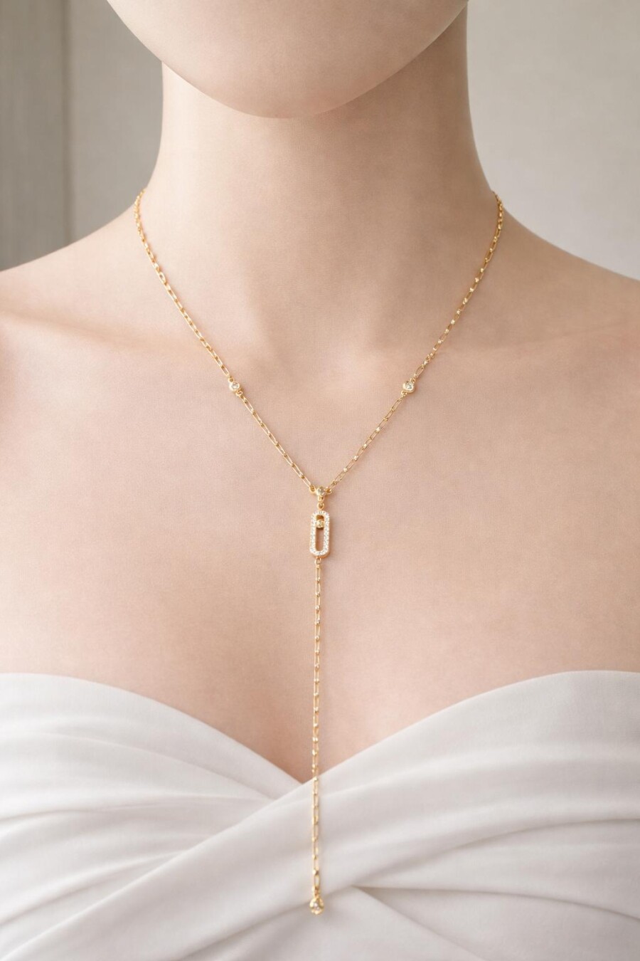 Altın Kaplama Baget Detaylı Gold Renk Y Kolye 108