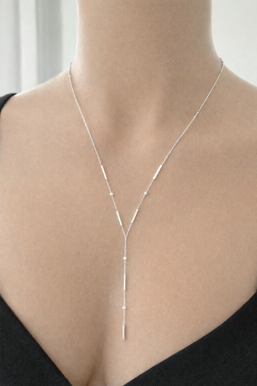 Gümüş Renk Çelik Y Kolye 87