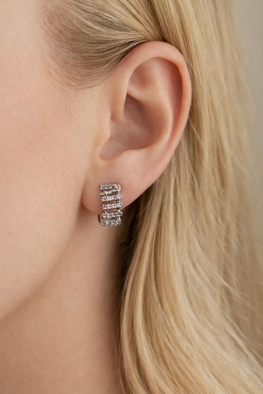 Taşlı Gümüş Renk Küpe 53