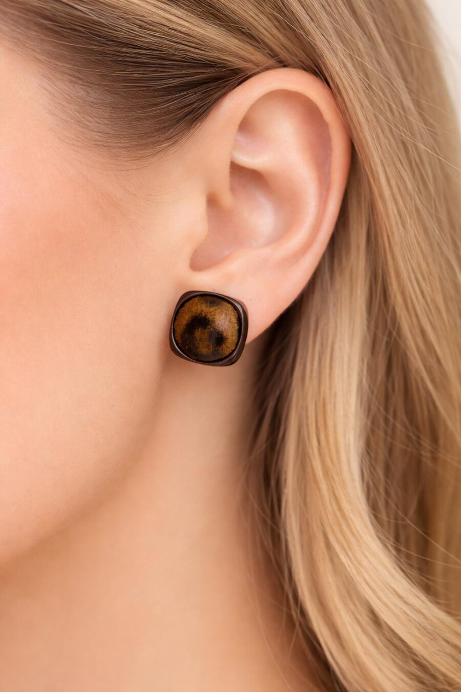 Leopar Desenli Kare Küpe 45