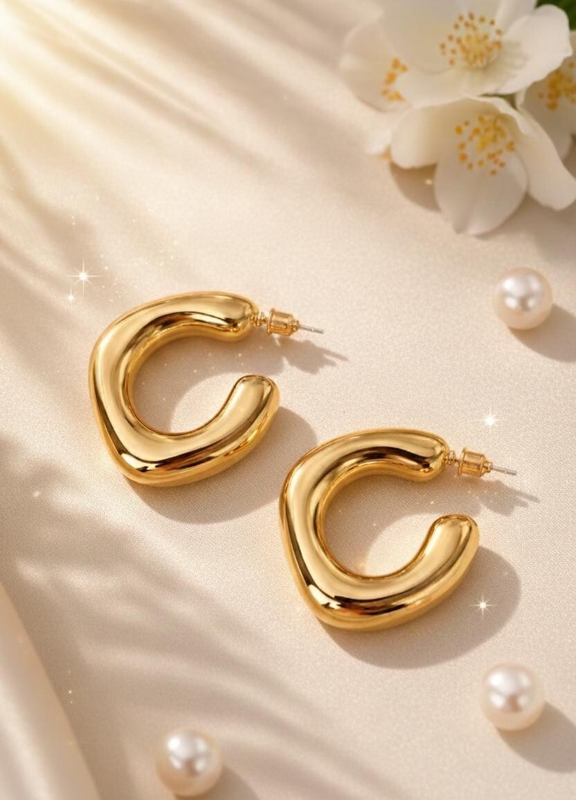 Mini Kalın Gold Renk Halka Küpe 59