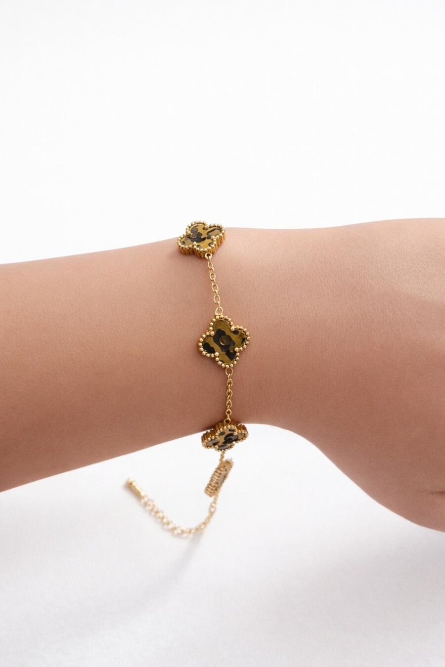 Leopar Yonca Detaylı Çelik Bileklik 16
