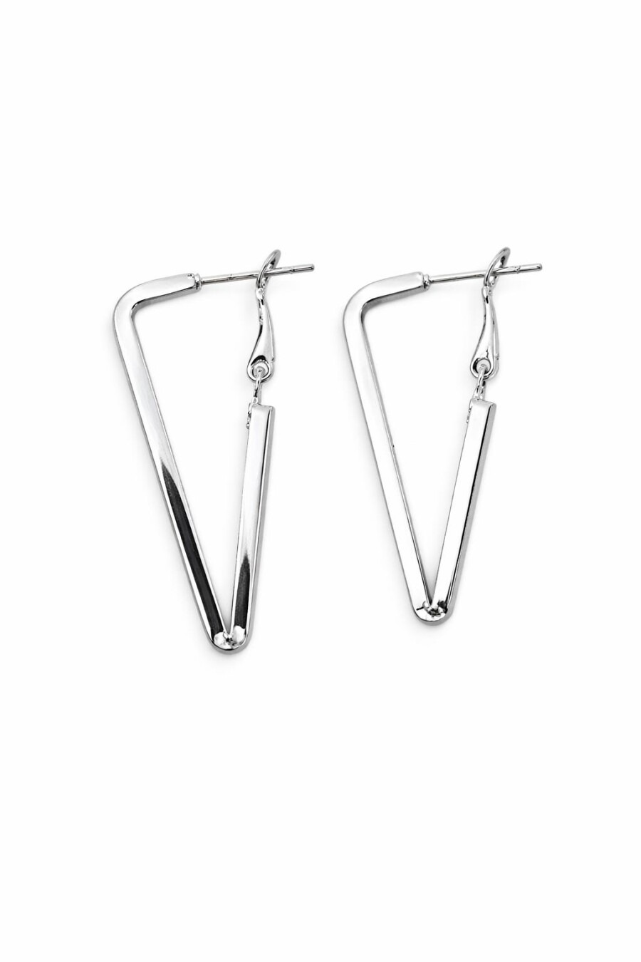 Üçgen Gümüş Renk Küpe 55