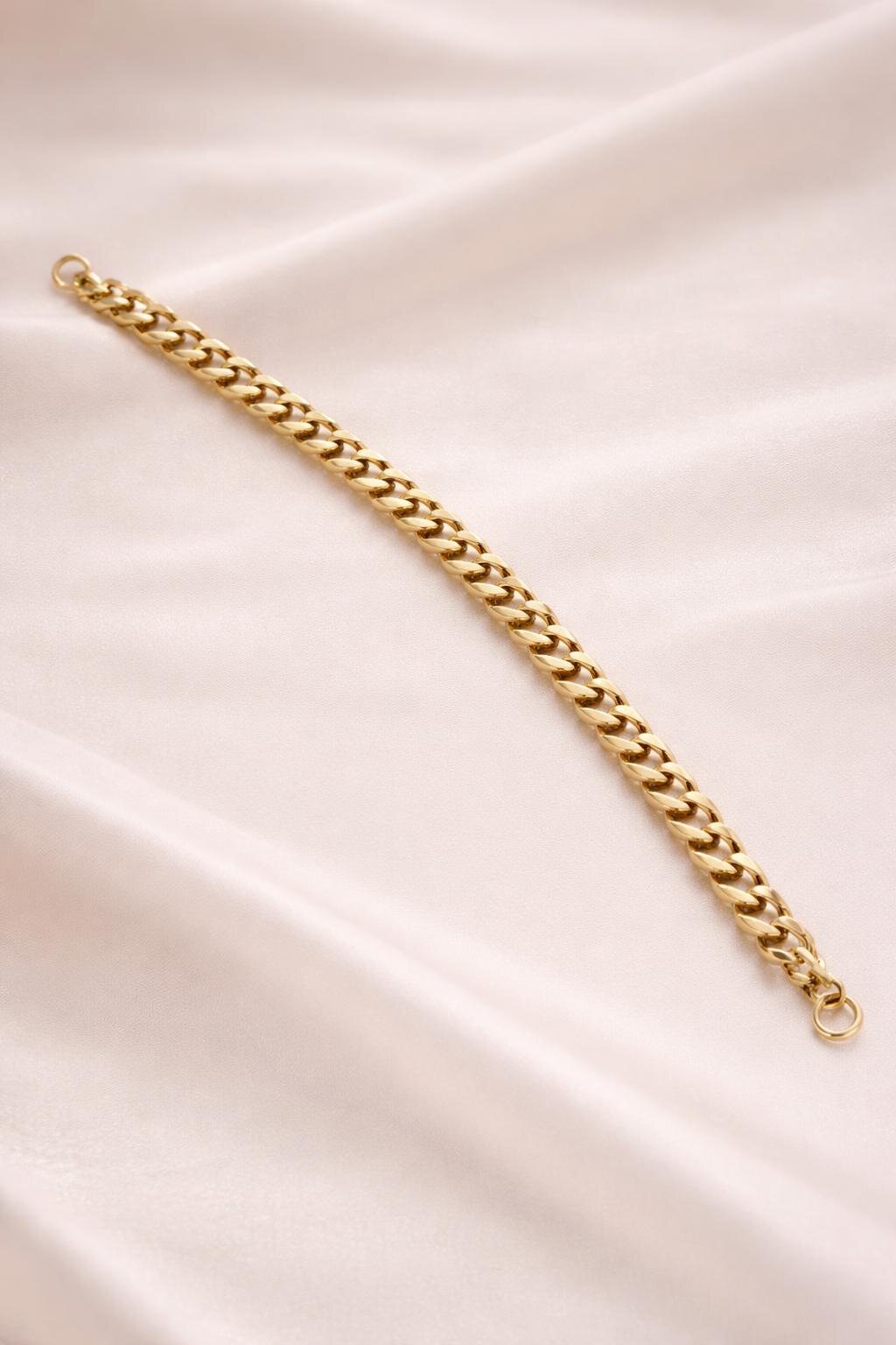 Zincir Gold Renk Çelik Bileklik 09