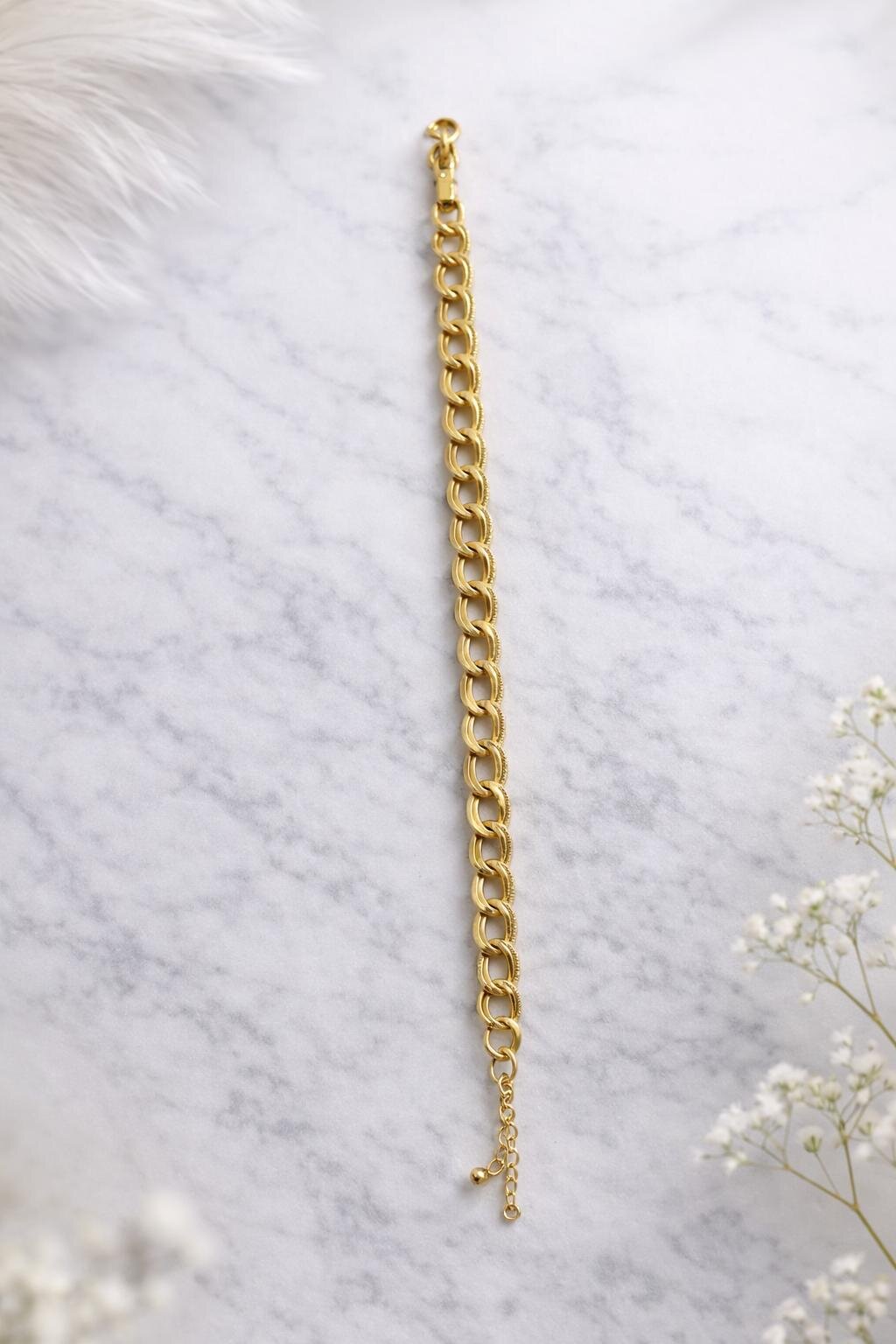 Gold Renk Çelik Zincir Bileklik 20