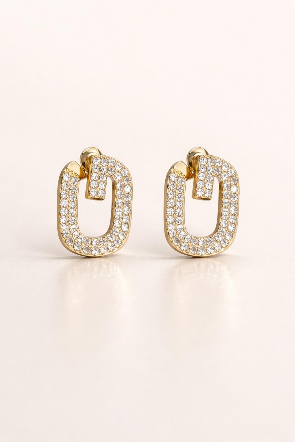 Gold Renk Taşlı Küpe 40