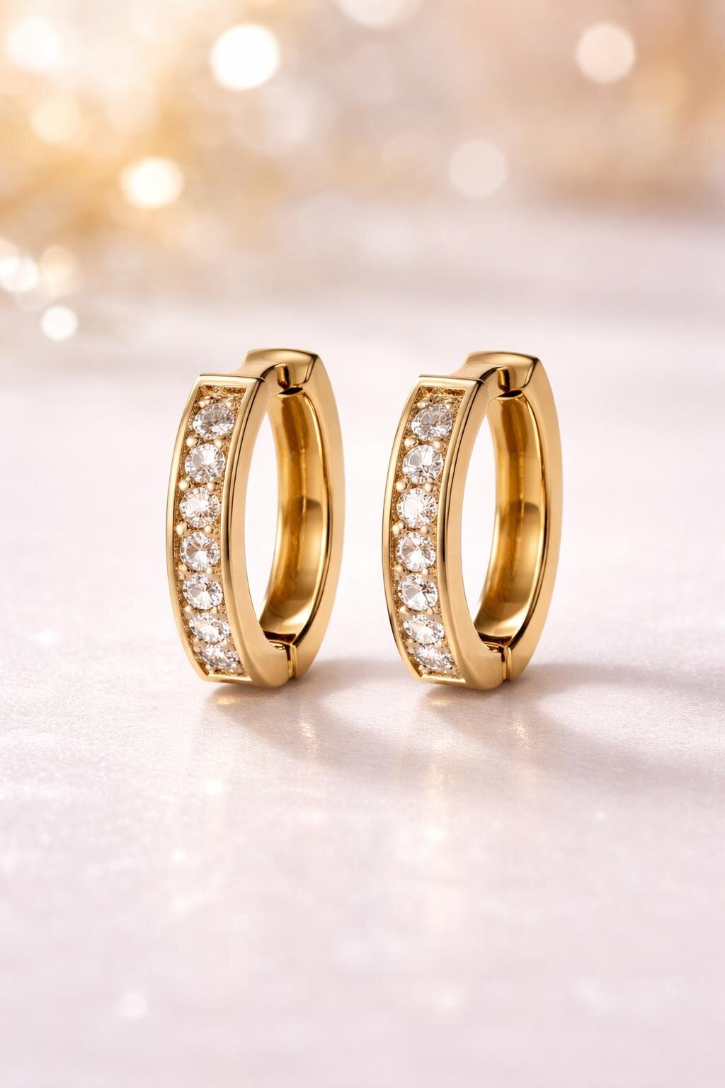 Mini Taşlı Gold Küpe 54