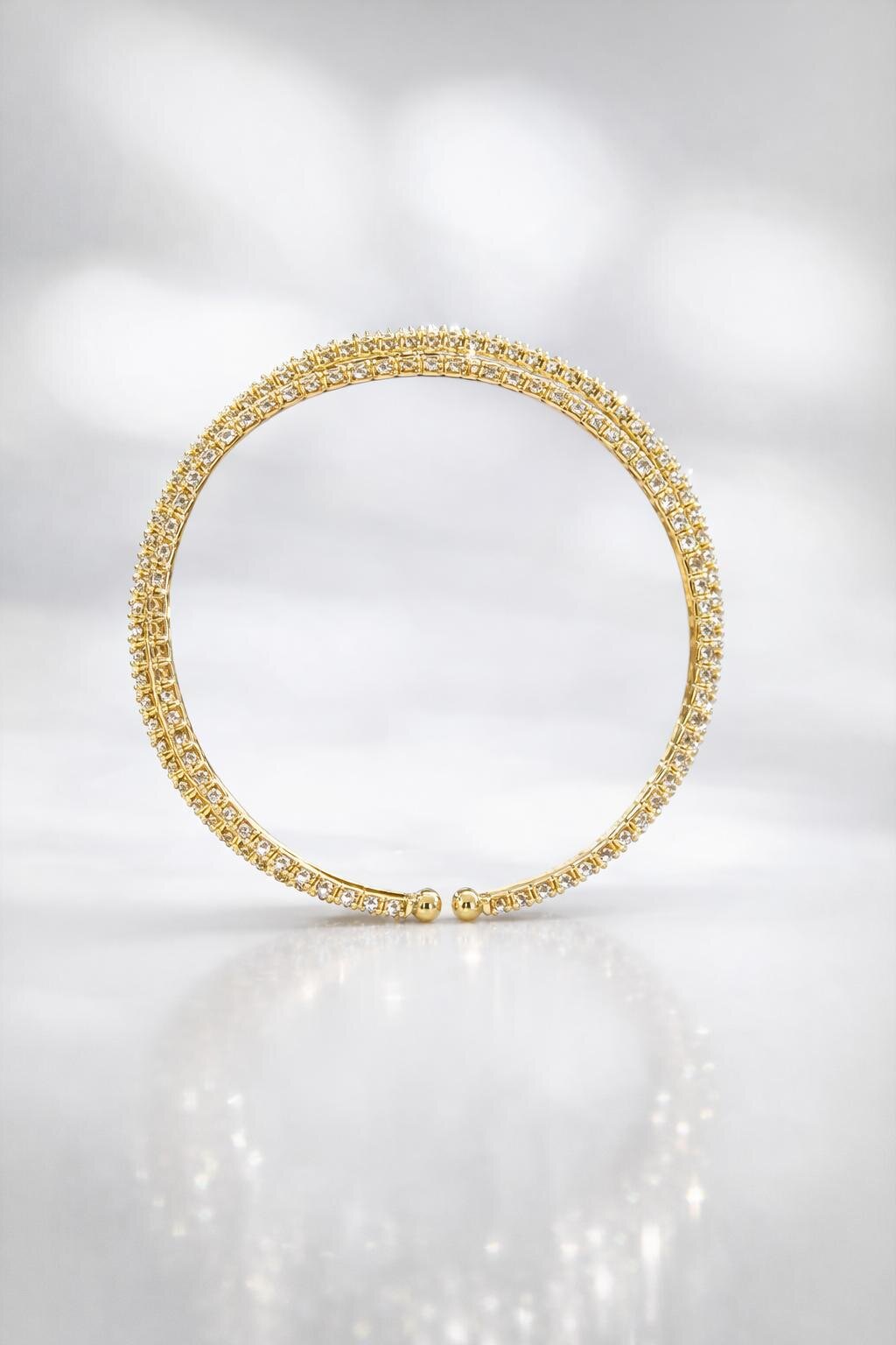 Taşlı Gold Renk Kelepçe 68